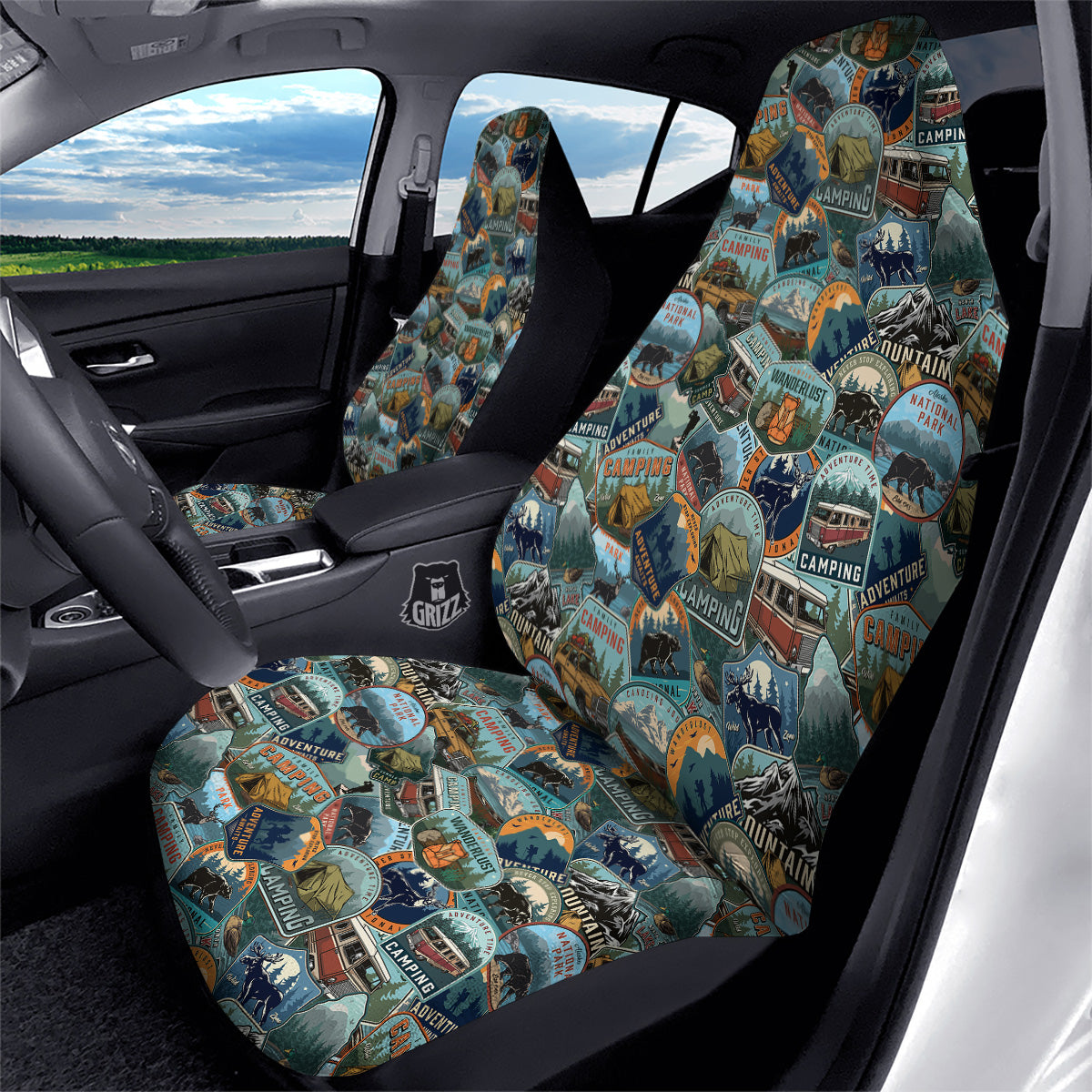 Summer Camping And National Park Print Pattern Car Seat Covers-grizzshop