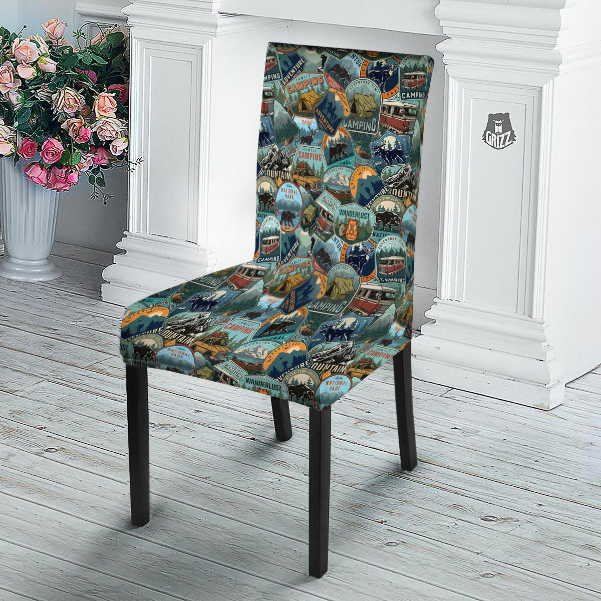 Summer Camping And National Park Print Pattern Dining Chair Slipcover-grizzshop