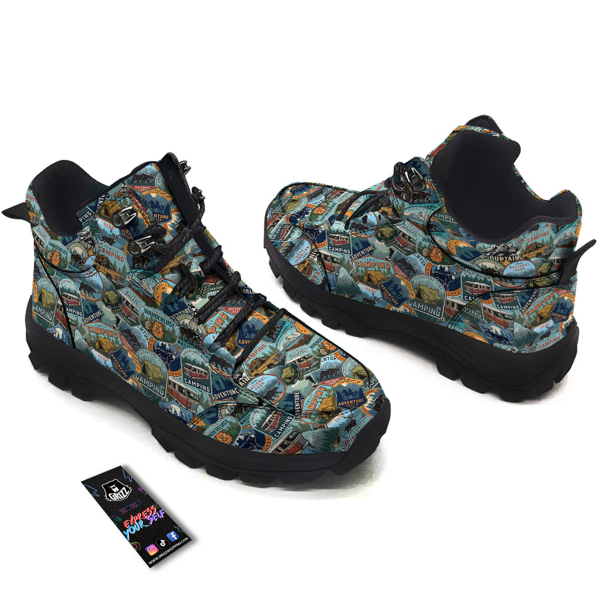 Summer Camping And National Park Print Pattern Hiking Shoes-grizzshop