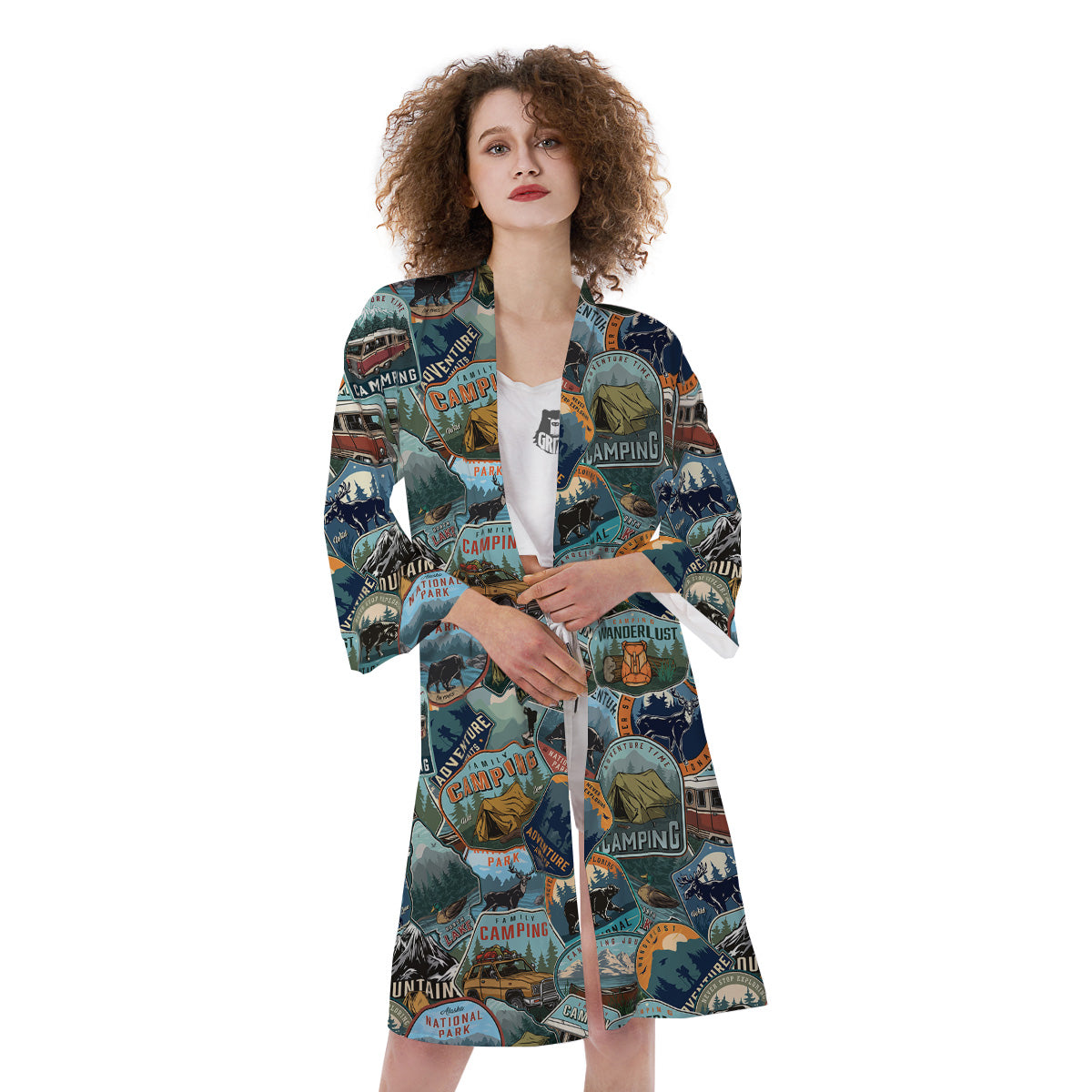 Summer Camping And National Park Print Pattern Kimono-grizzshop