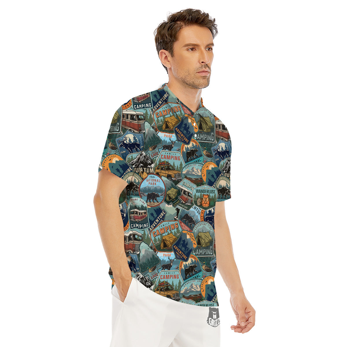 Summer Camping And National Park Print Pattern Men's Golf Shirts-grizzshop