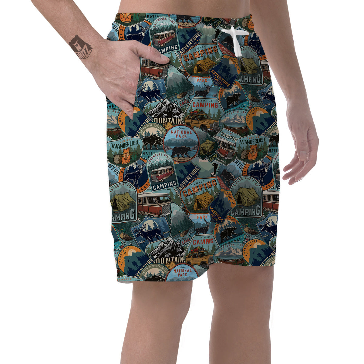 Summer Camping And National Park Print Pattern Men's Shorts-grizzshop