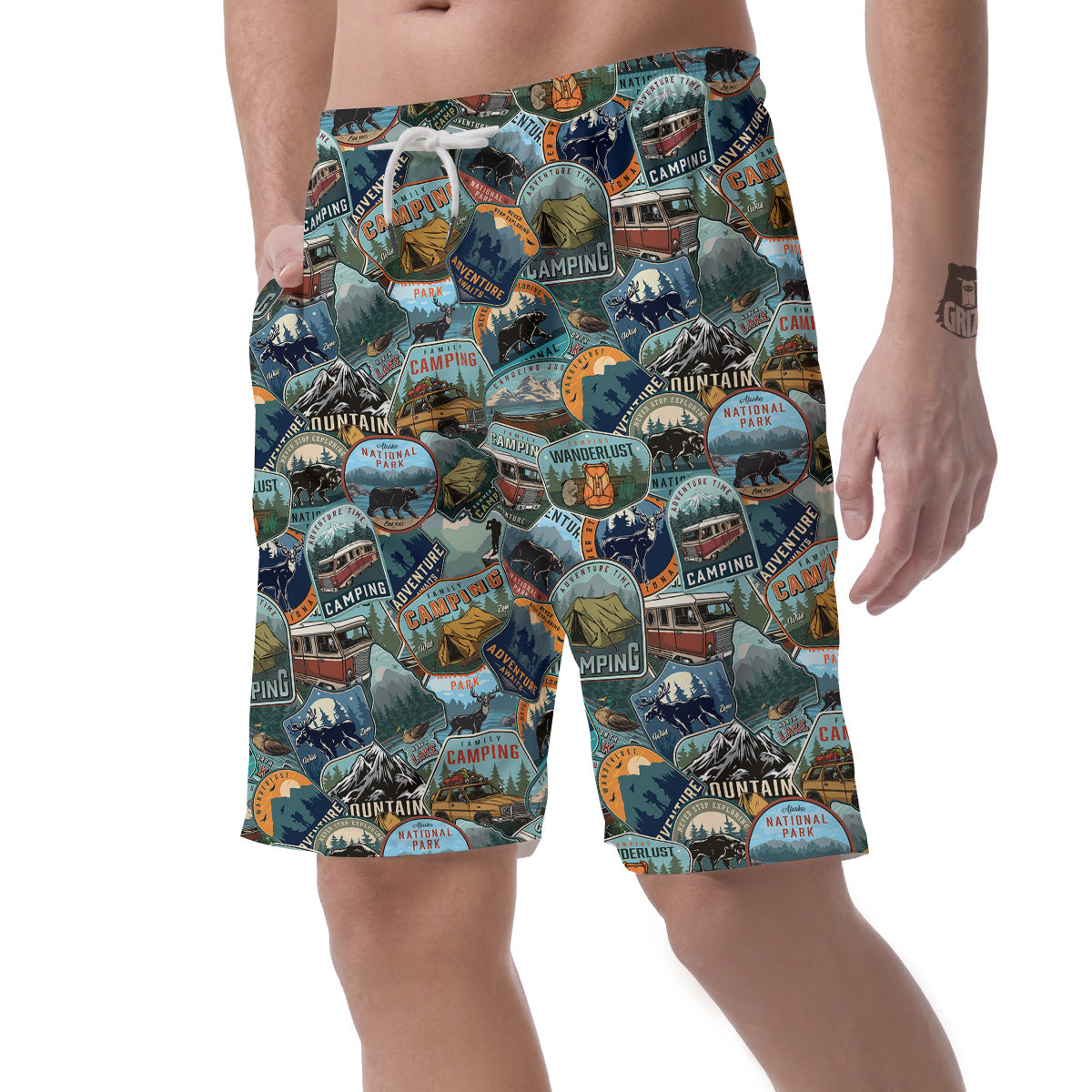 Summer Camping And National Park Print Pattern Men's Shorts-grizzshop