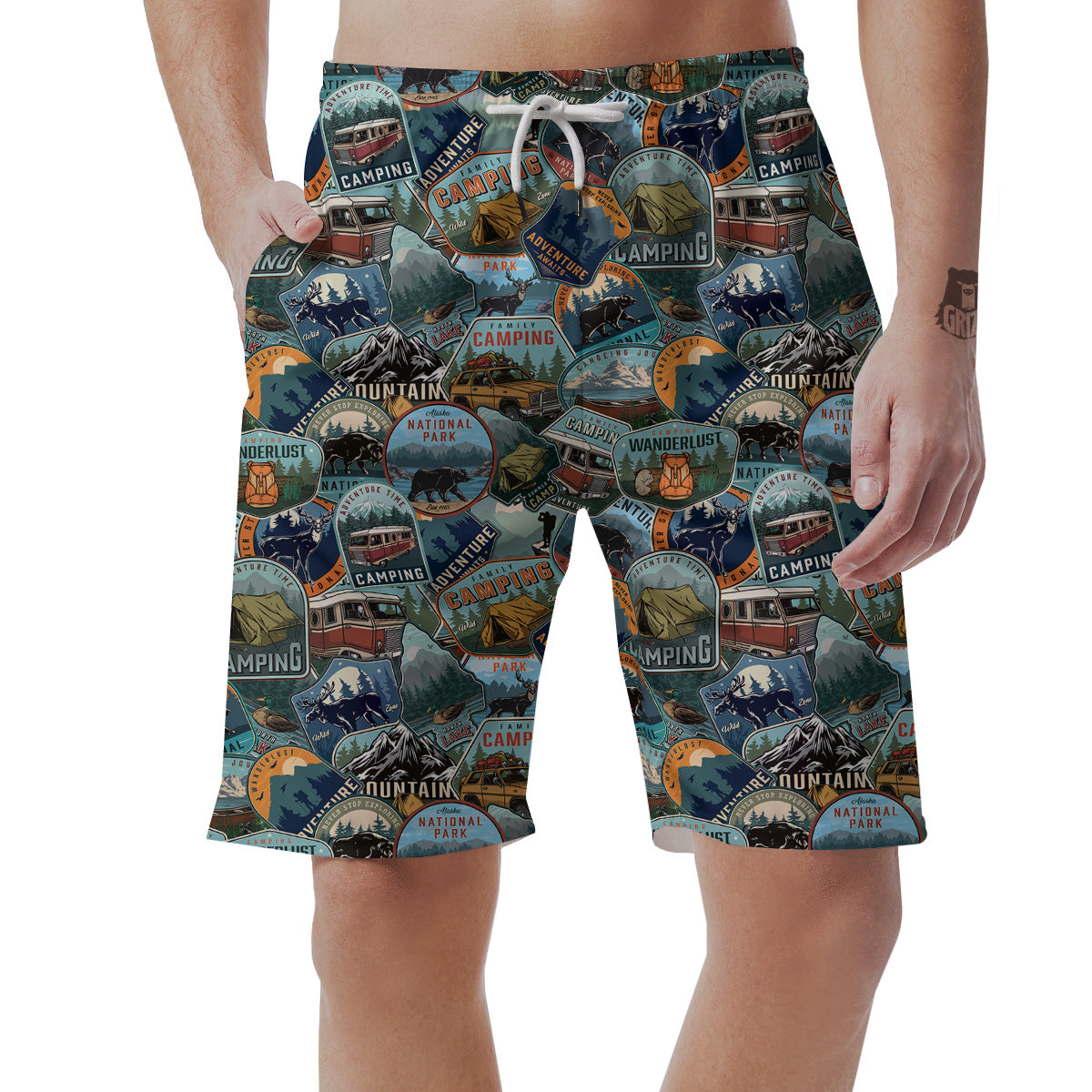 Summer Camping And National Park Print Pattern Men's Shorts-grizzshop