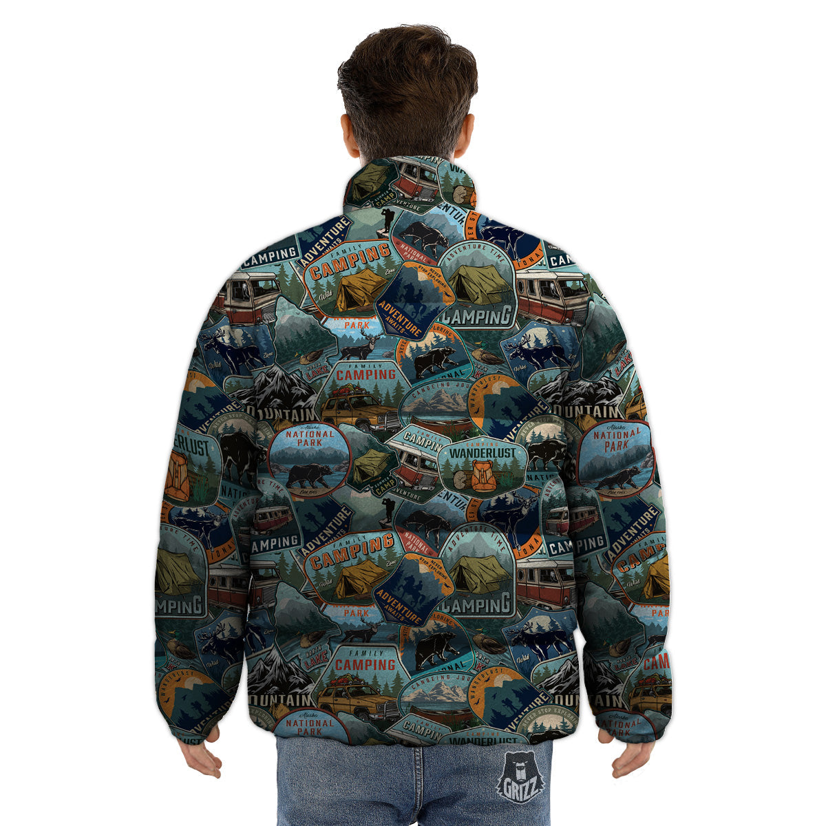 Summer Camping And National Park Print Pattern Puffer Jacket-grizzshop