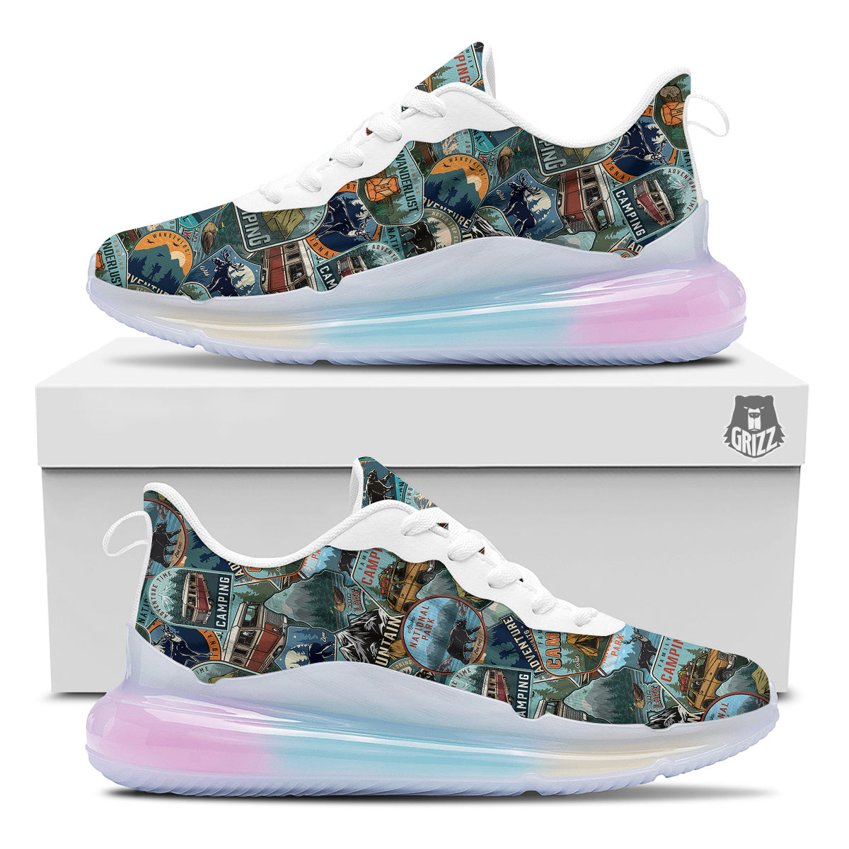 Summer Camping And National Park Print Pattern Running Sneakers-grizzshop