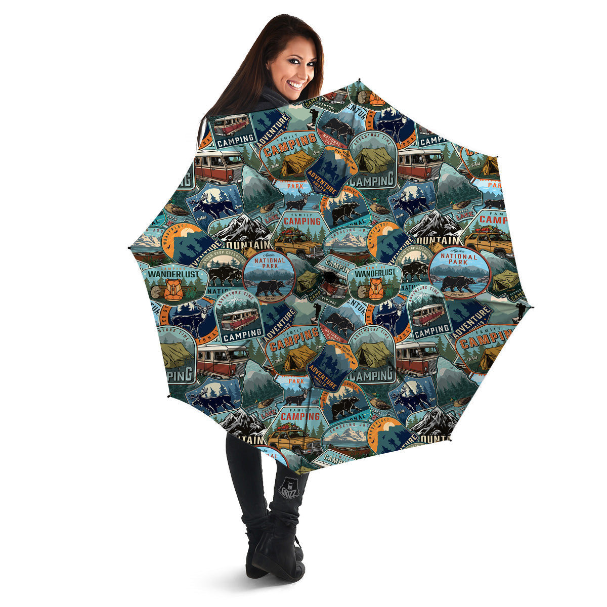 Summer Camping And National Park Print Pattern Umbrella-grizzshop