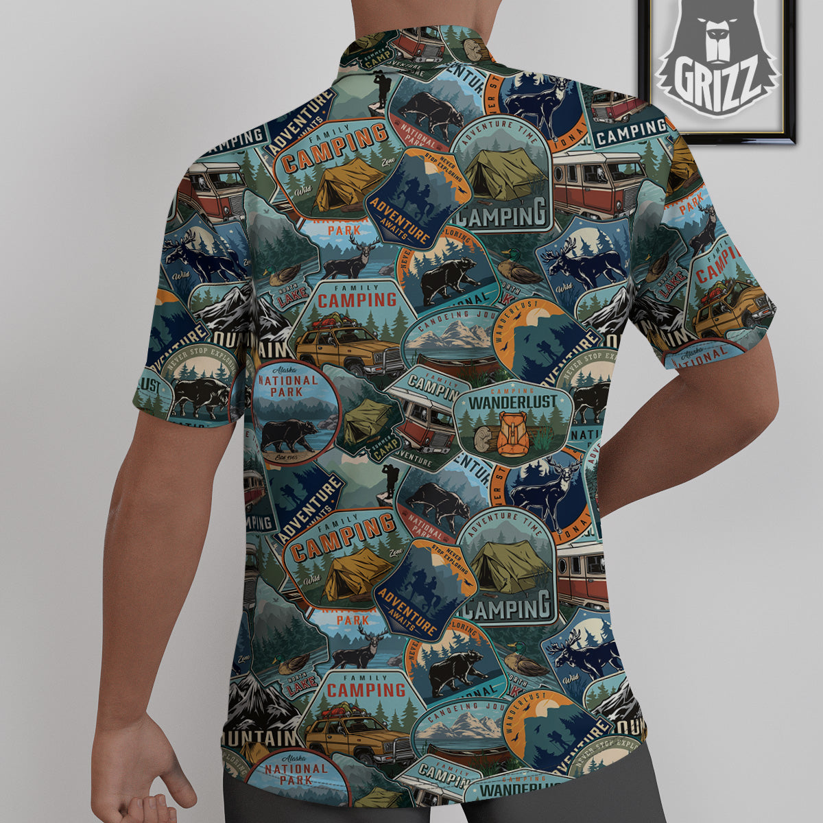 Summer Camping And National Park Print Pattern Untucked Shirts-grizzshop