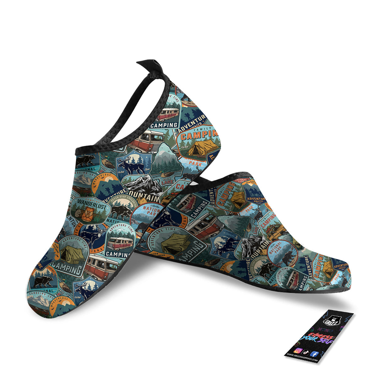 Summer Camping And National Park Print Pattern Water Shoes-grizzshop