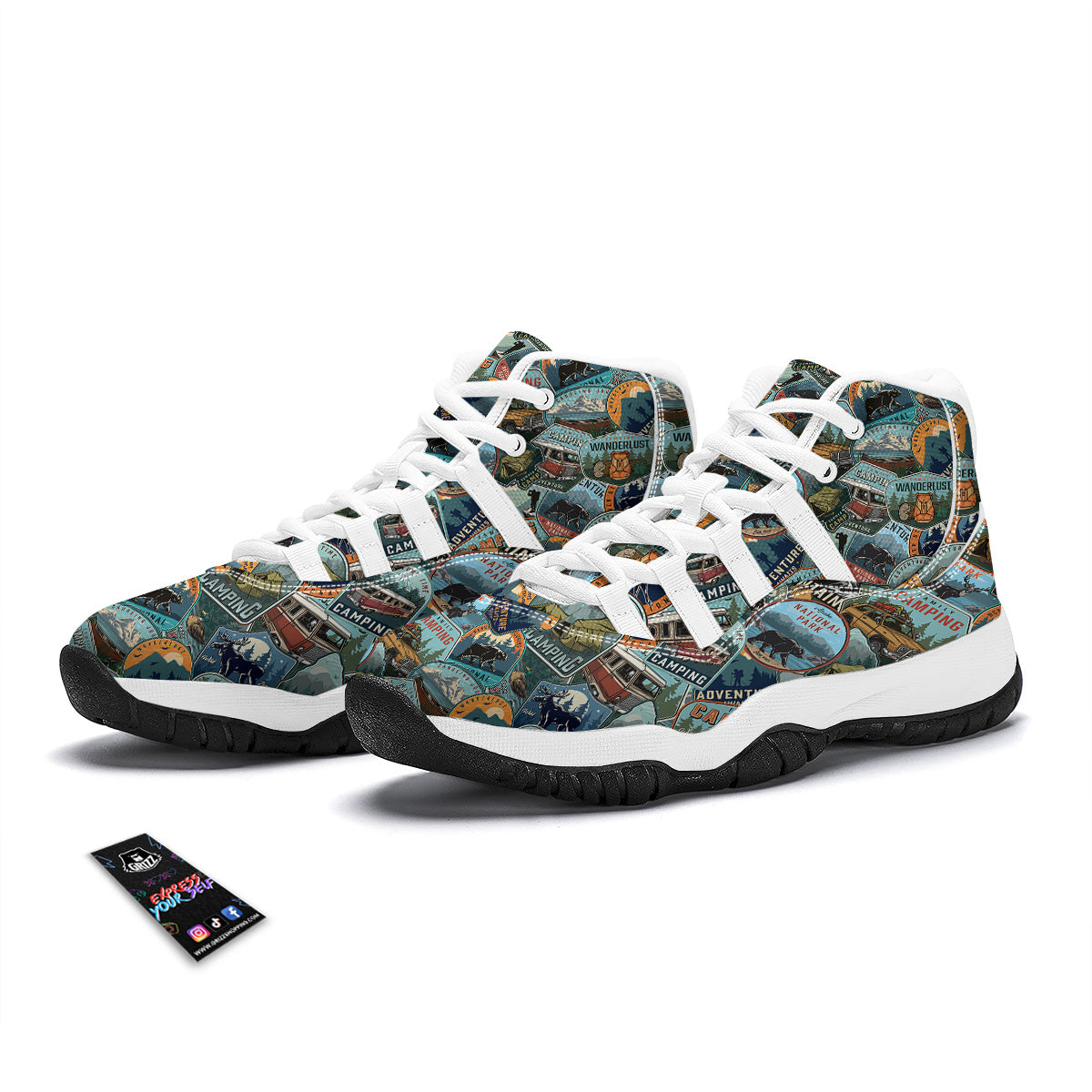 Summer Camping And National Park Print Pattern White Bball Shoes-grizzshop