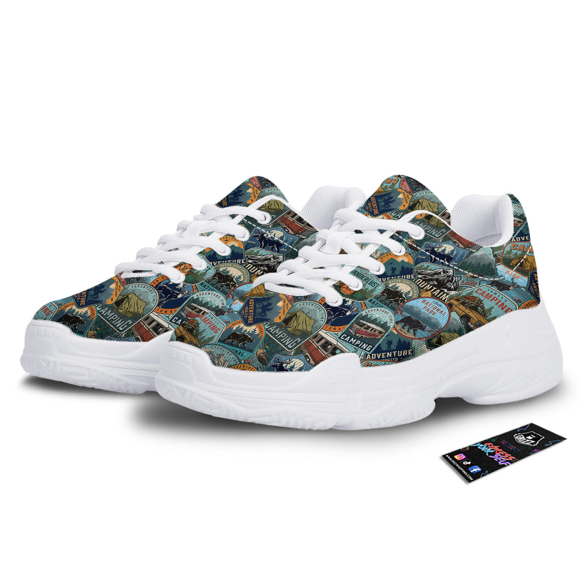 Summer Camping And National Park Print Pattern White Chunky Shoes-grizzshop