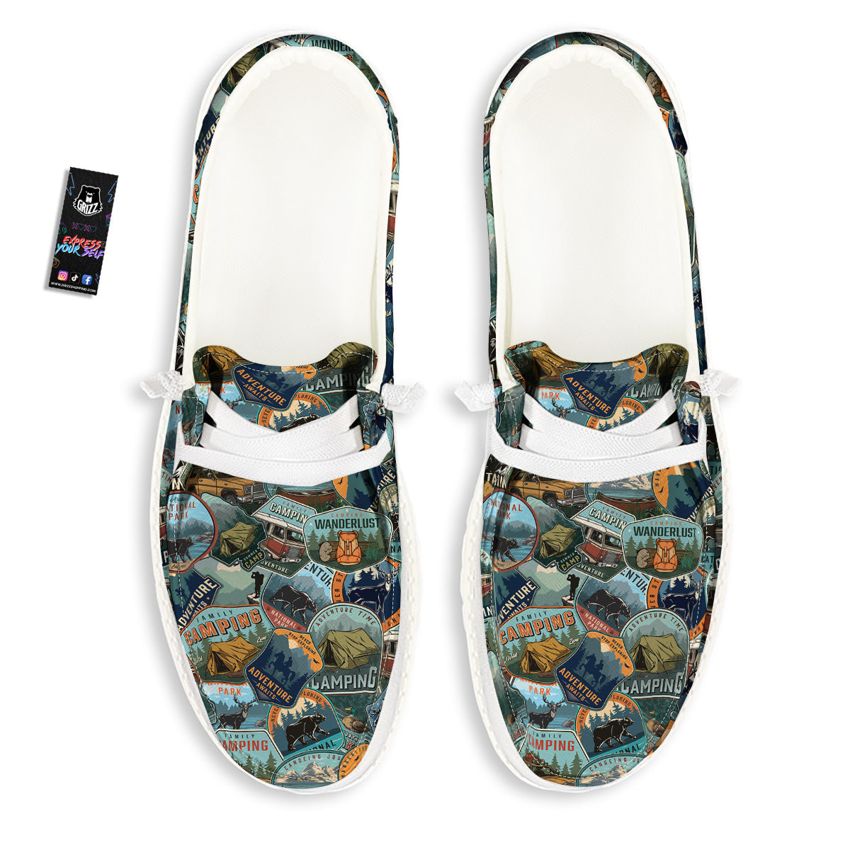 Summer Camping And National Park Print Pattern White Loafers-grizzshop