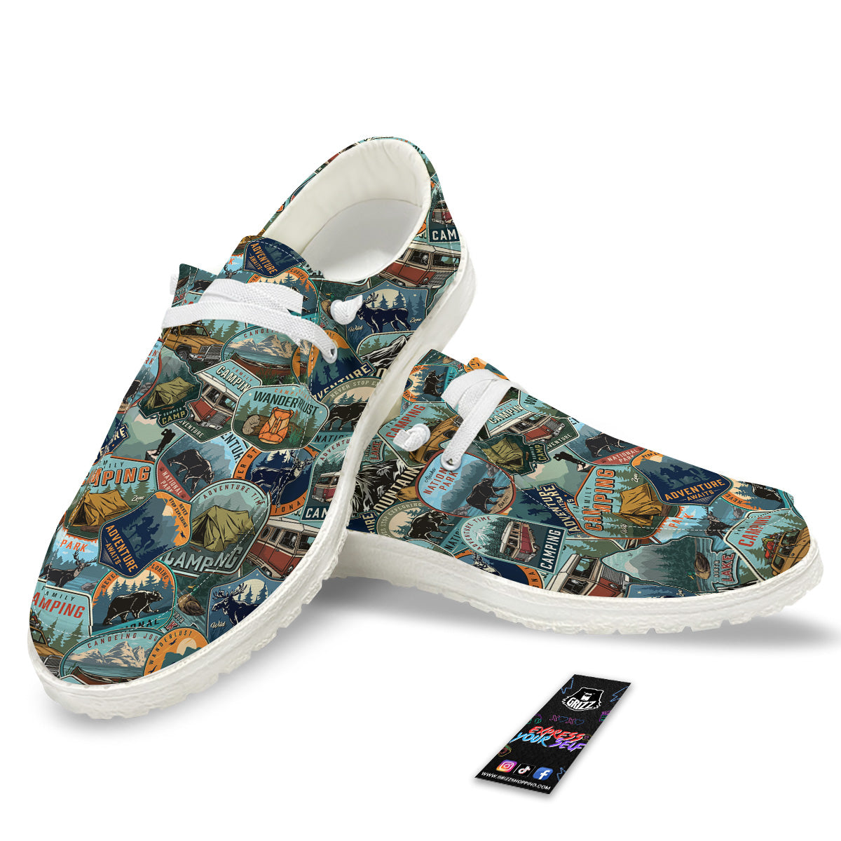 Summer Camping And National Park Print Pattern White Loafers-grizzshop
