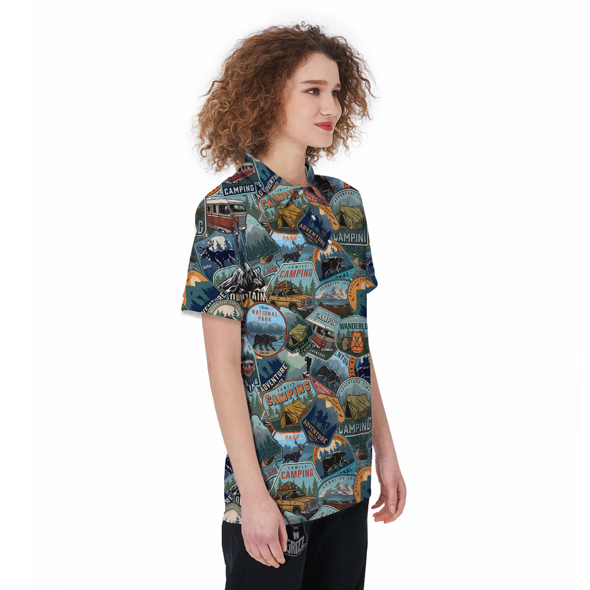 Summer Camping And National Park Print Pattern Women's Golf Shirts-grizzshop