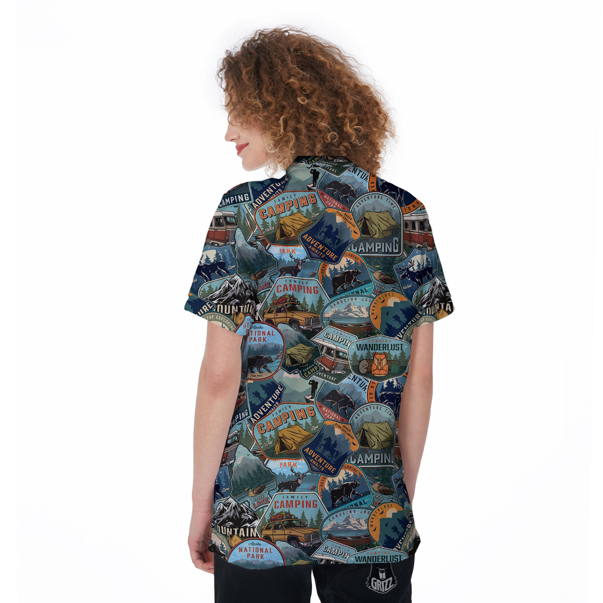 Summer Camping And National Park Print Pattern Women's Golf Shirts-grizzshop