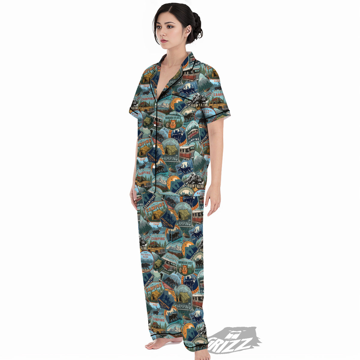 Summer Camping And National Park Print Pattern Women's Pajamas Set-grizzshop