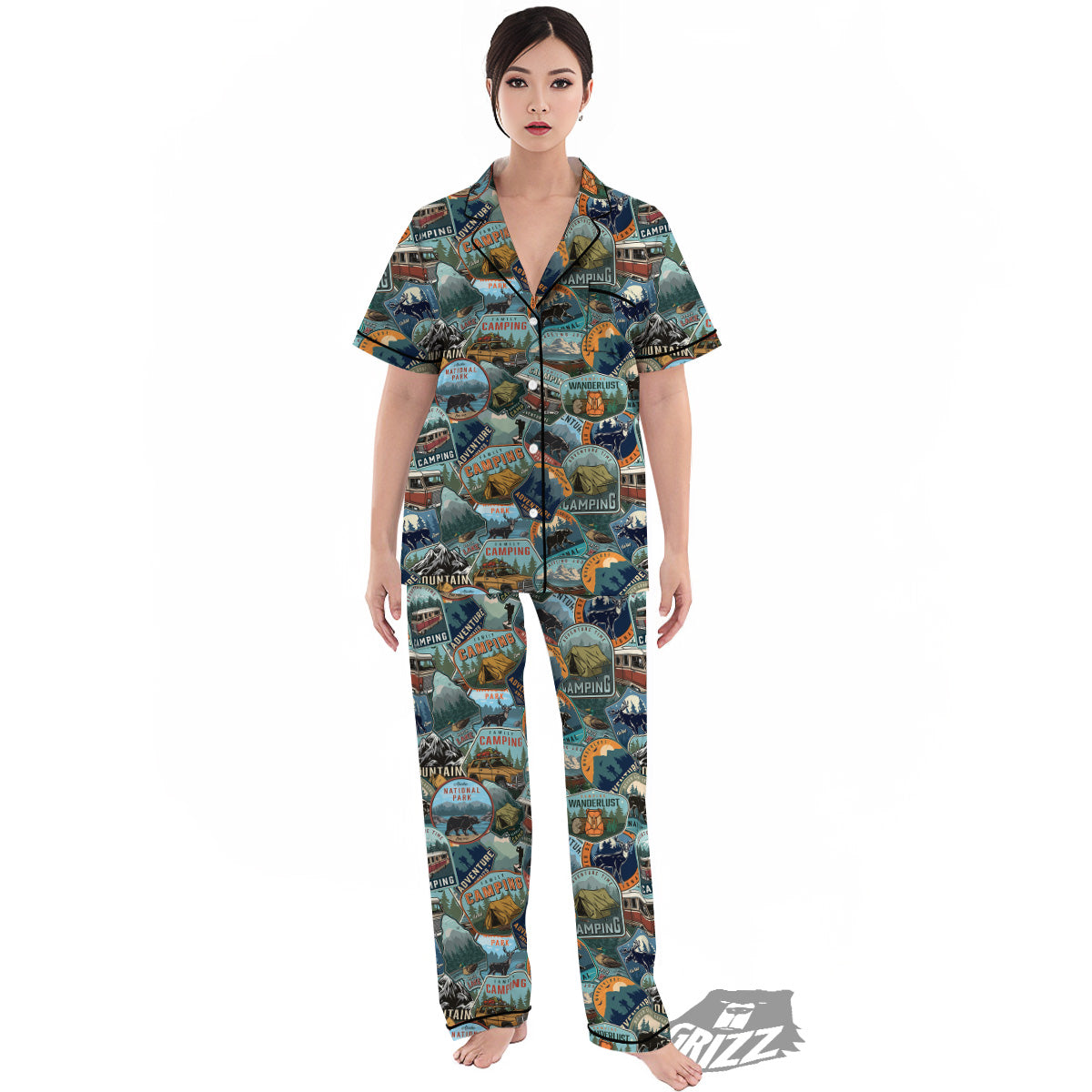 Summer Camping And National Park Print Pattern Women's Pajamas Set-grizzshop