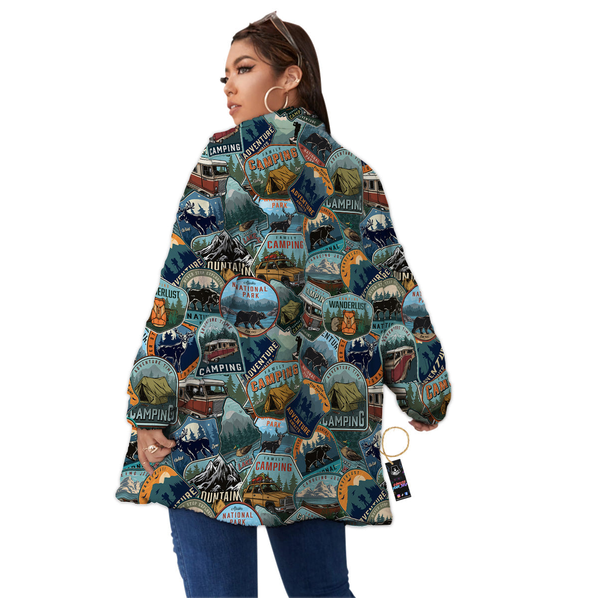 Summer Camping And National Park Print Pattern Women's Sherpa Jacket-grizzshop