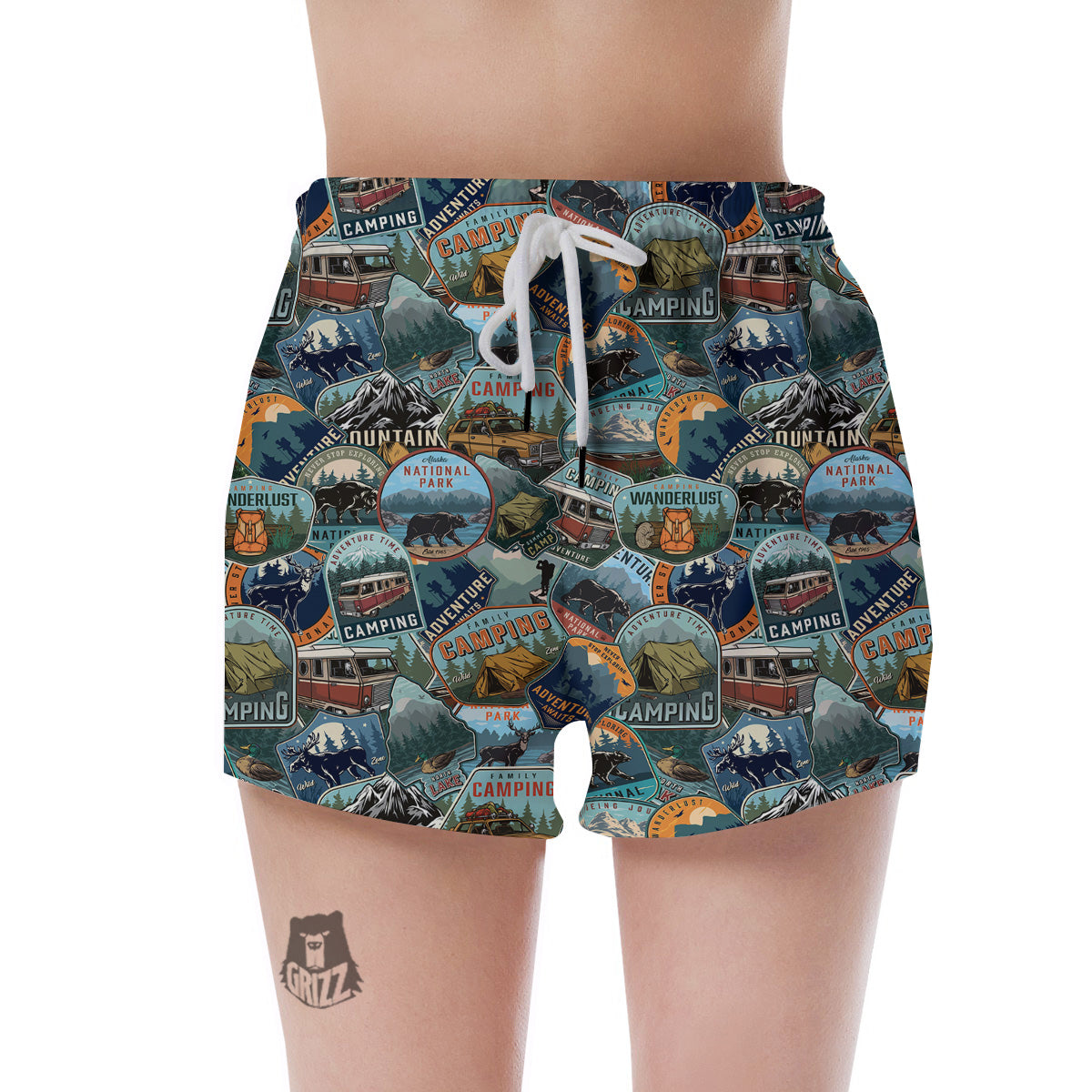 Summer Camping And National Park Print Pattern Women's Shorts-grizzshop