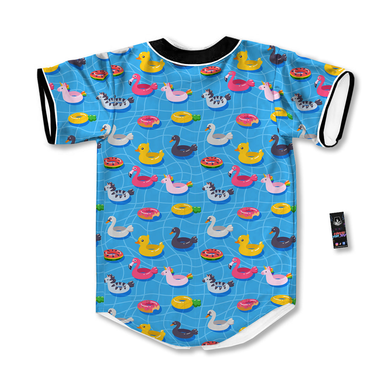 Summer Floats Ring Print Pattern Baseball Jersey-grizzshop