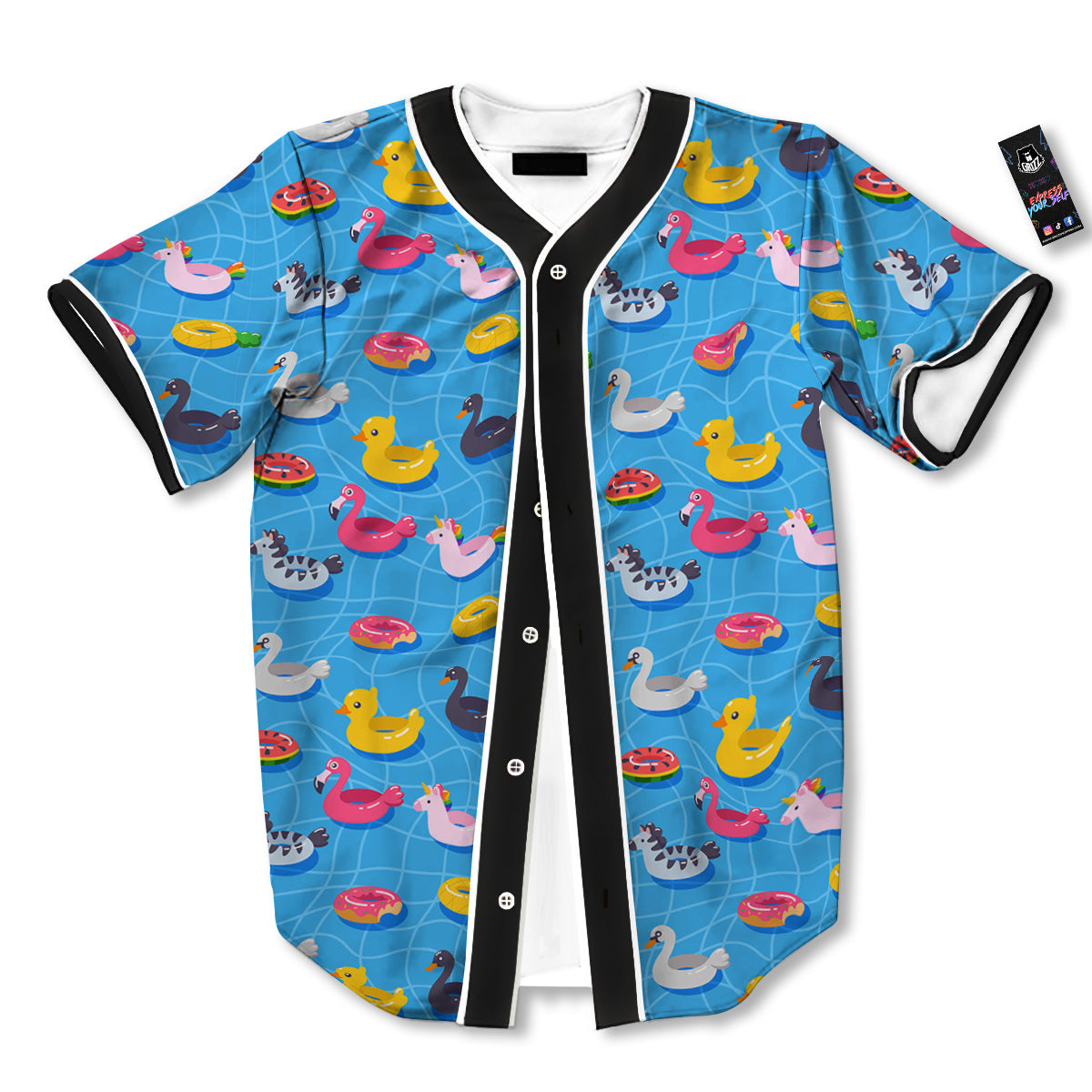 Summer Floats Ring Print Pattern Baseball Jersey-grizzshop