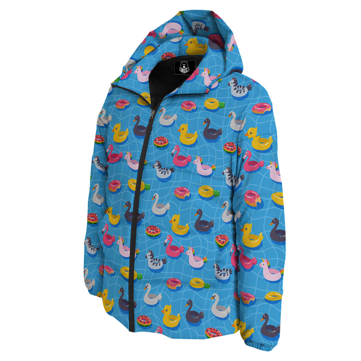 Summer Floats Ring Print Pattern Down Jacket-grizzshop