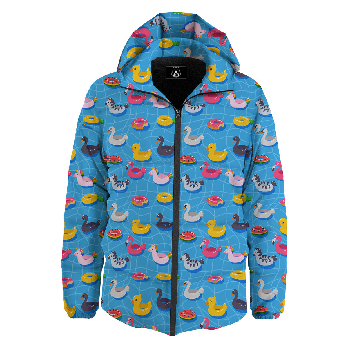 Summer Floats Ring Print Pattern Down Jacket-grizzshop