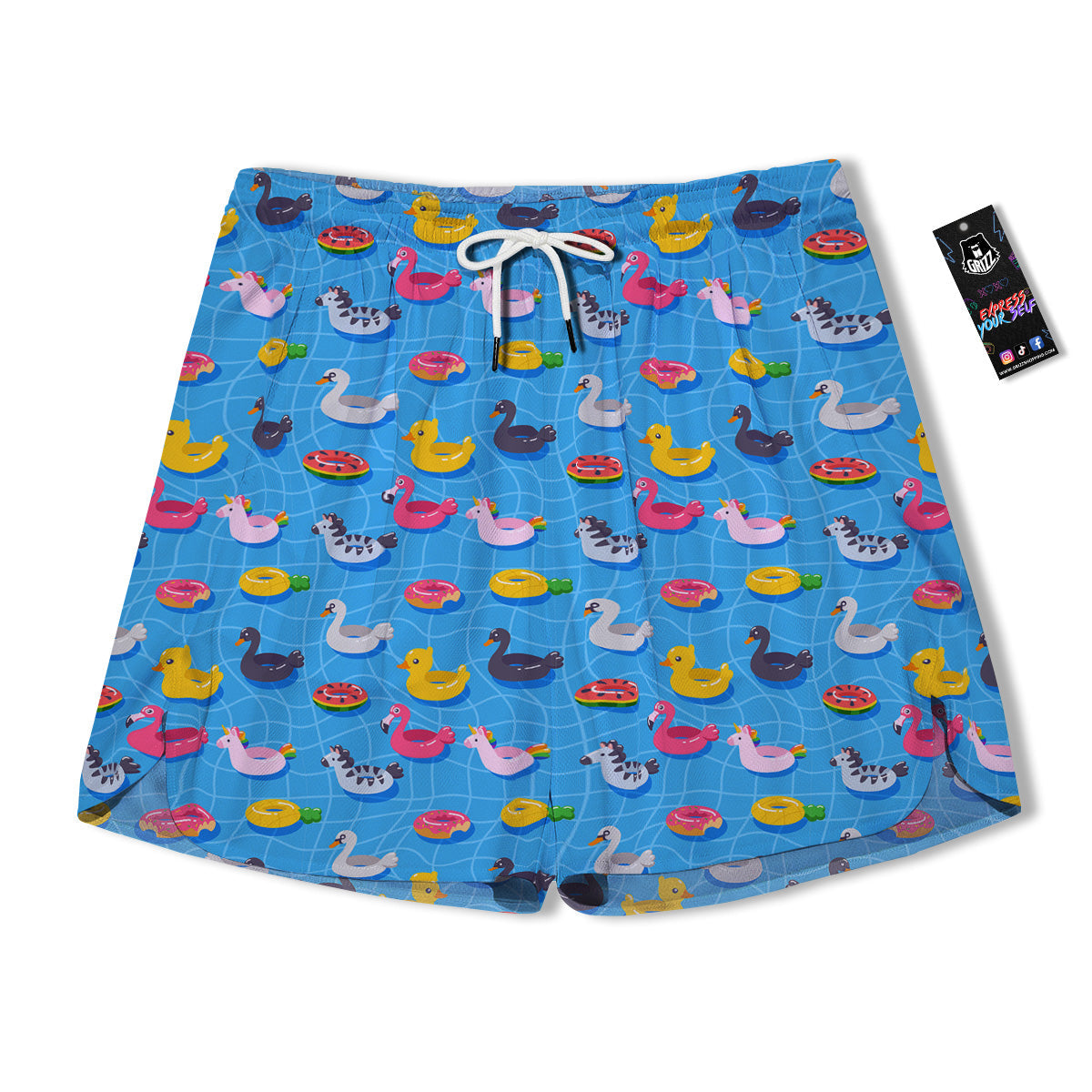 Summer Floats Ring Print Pattern Men's Running Shorts-grizzshop
