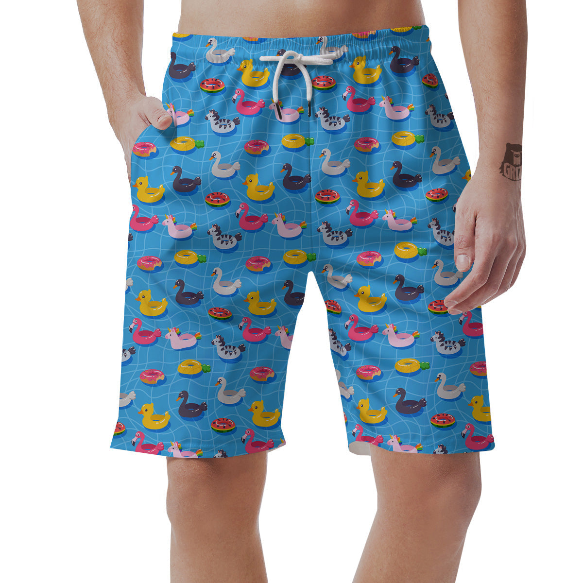 Summer Floats Ring Print Pattern Men's Shorts-grizzshop