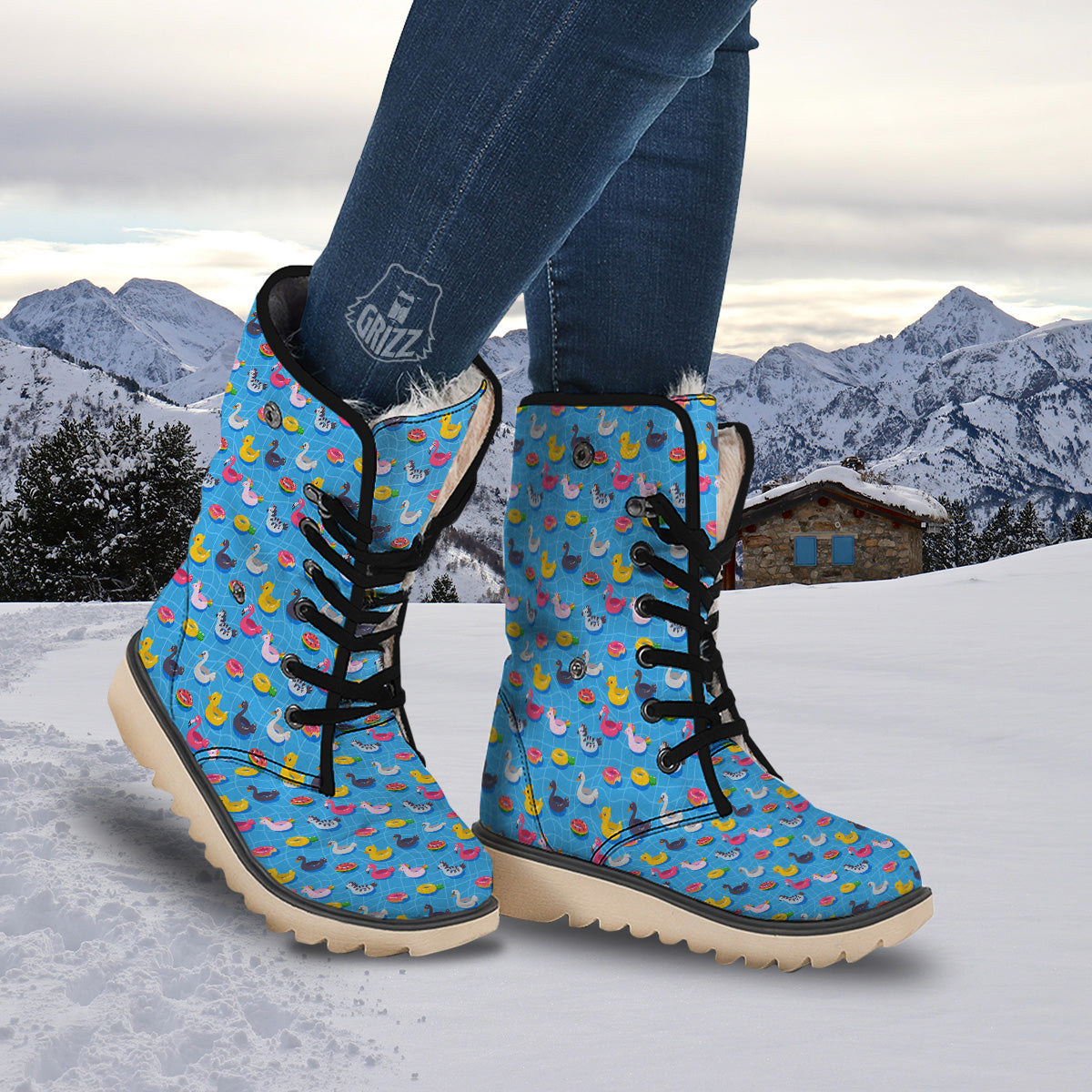 Summer Floats Ring Print Pattern Snow Boots-grizzshop