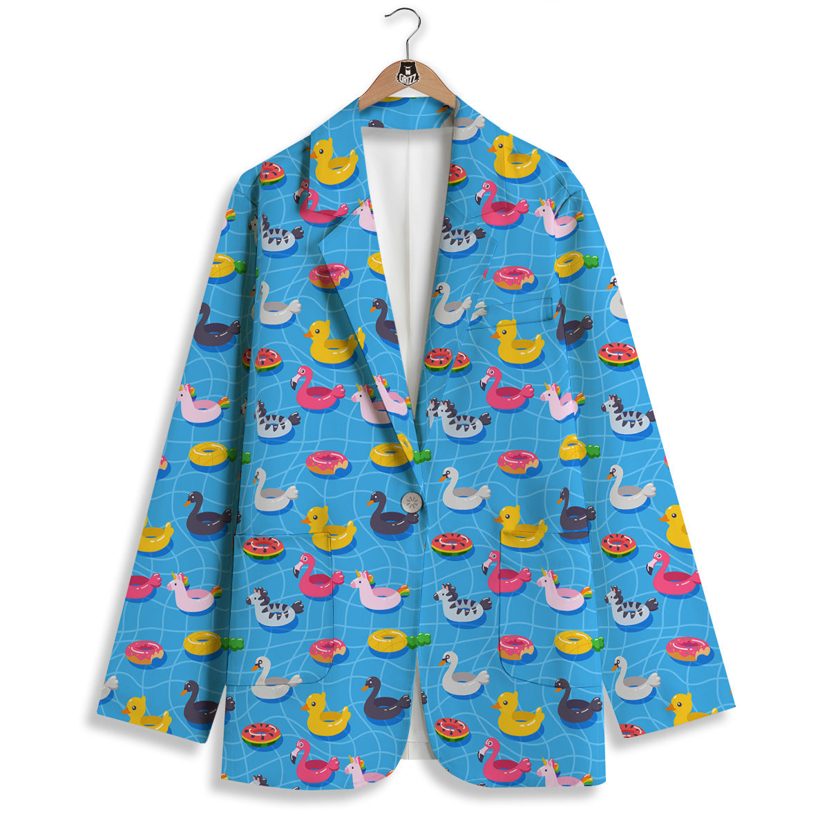Summer Floats Ring Print Pattern Women's Blazer-grizzshop