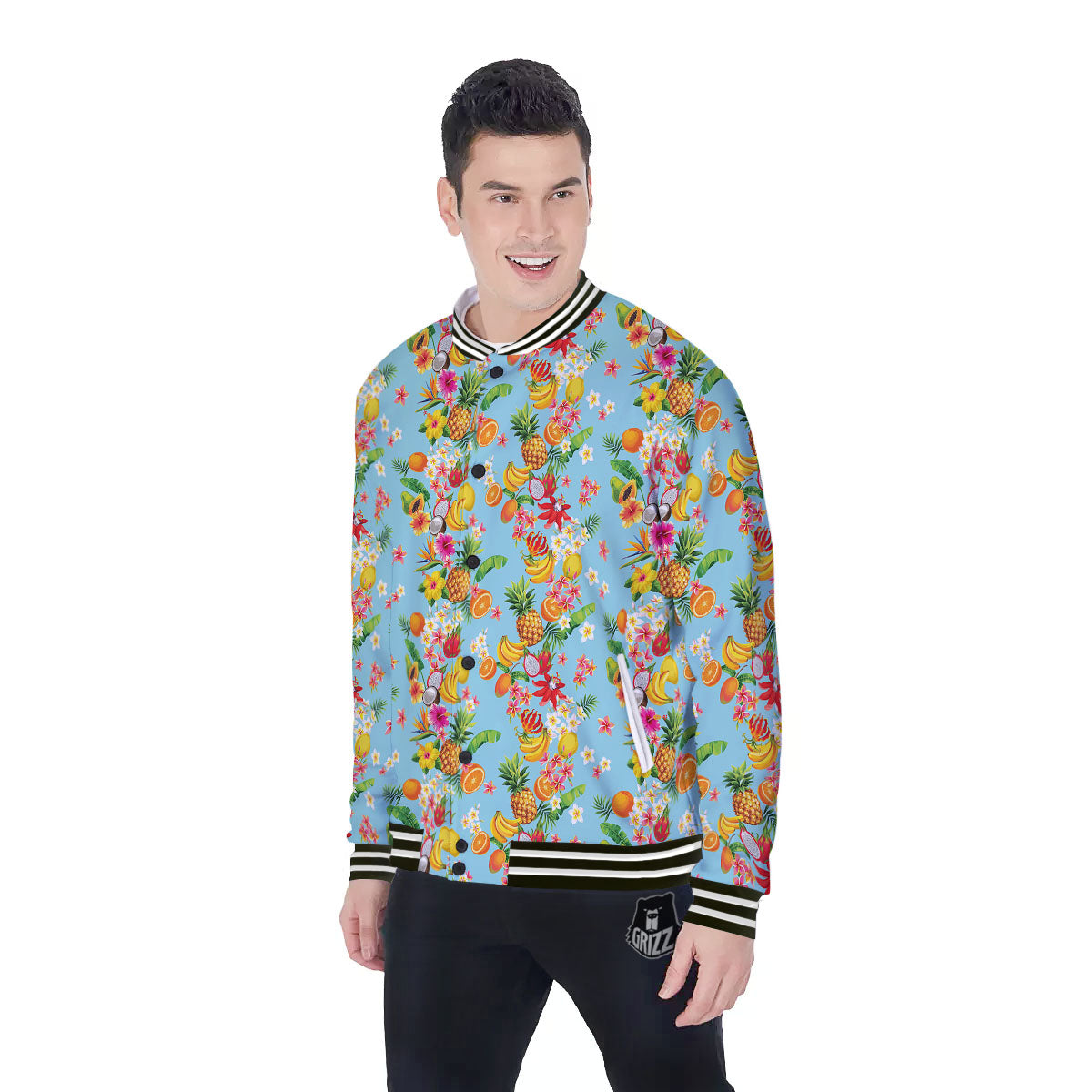 Summer Fruits Tropical Print Pattern Baseball Jacket-grizzshop