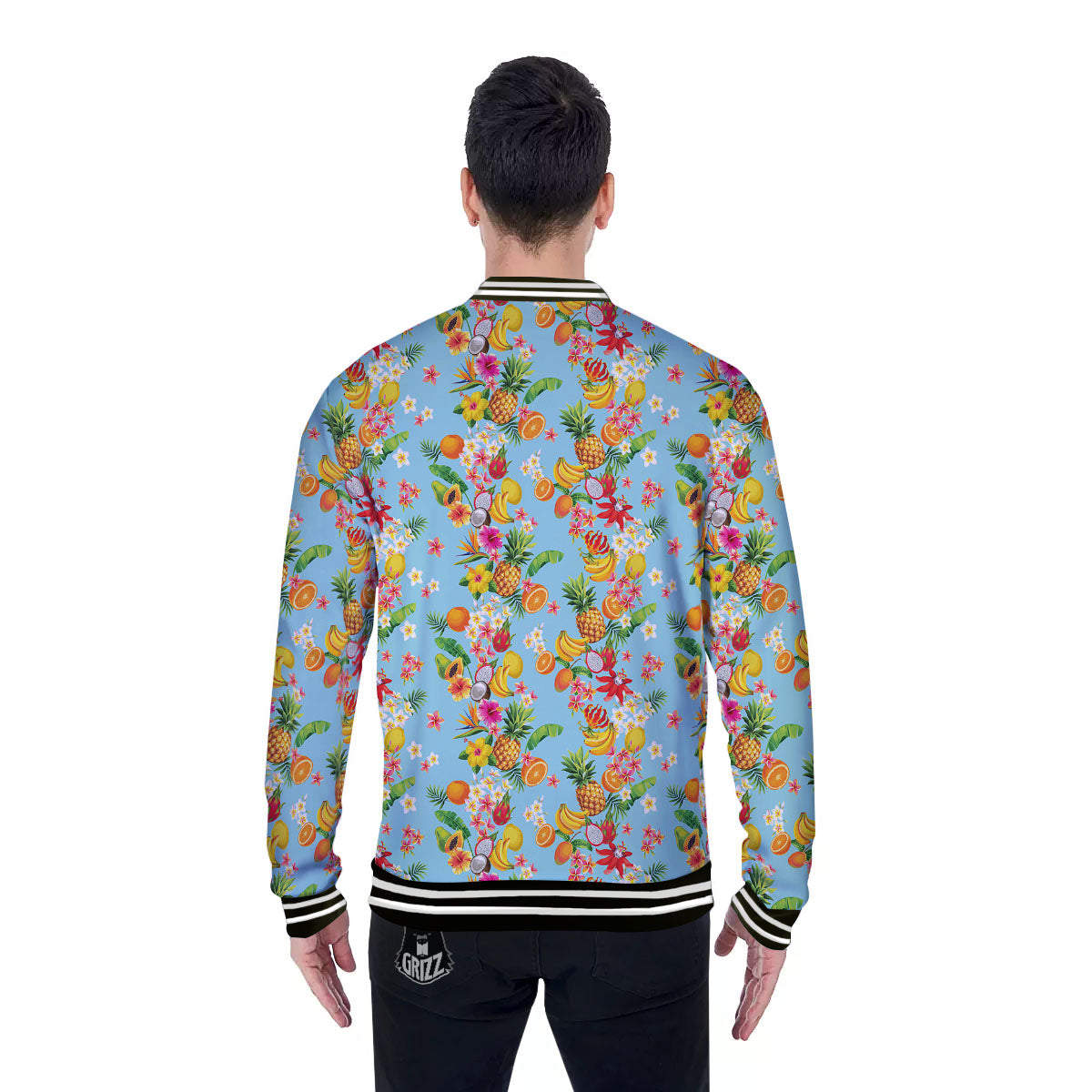 Summer Fruits Tropical Print Pattern Baseball Jacket-grizzshop