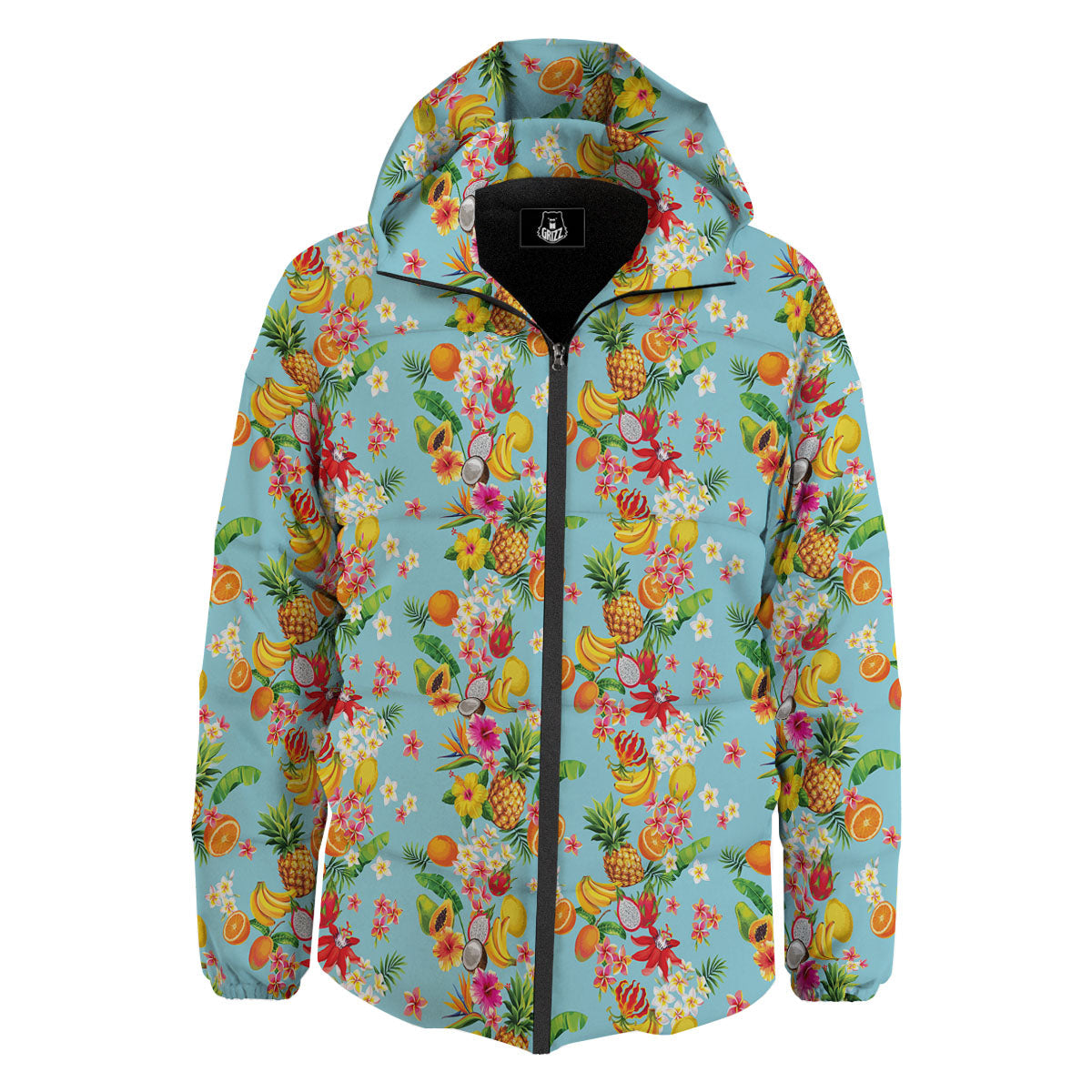 Summer Fruits Tropical Print Pattern Down Jacket-grizzshop