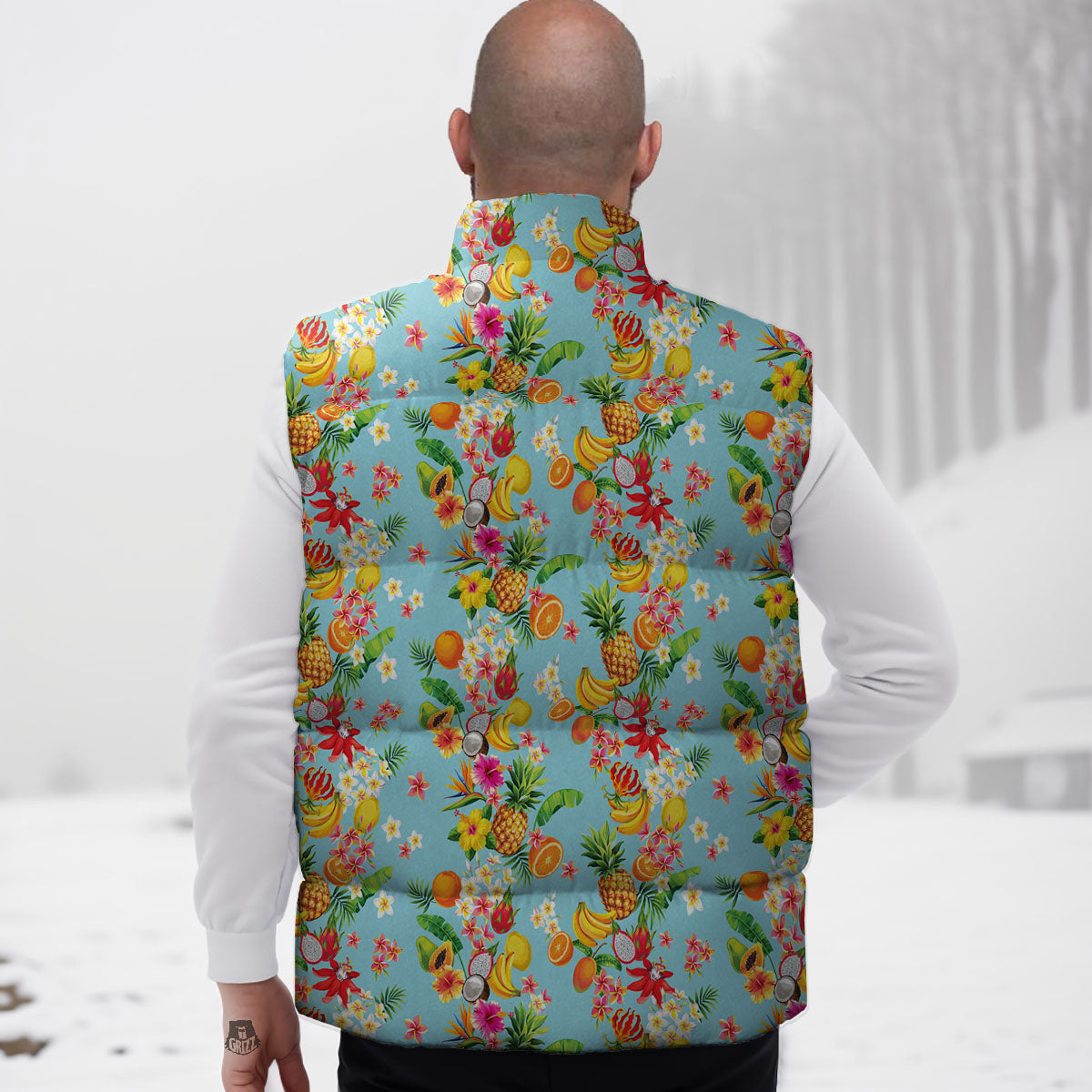 Summer Fruits Tropical Print Pattern Down Vest-grizzshop