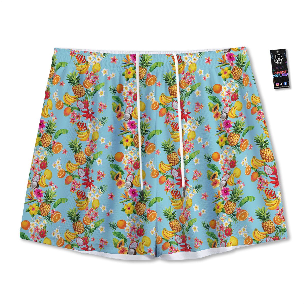 Summer Fruits Tropical Print Pattern Mesh Shorts-grizzshop