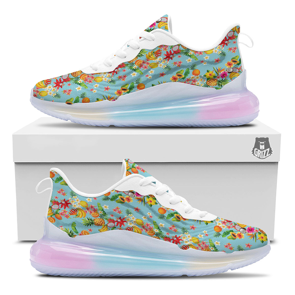 Summer Fruits Tropical Print Pattern Running Sneakers-grizzshop