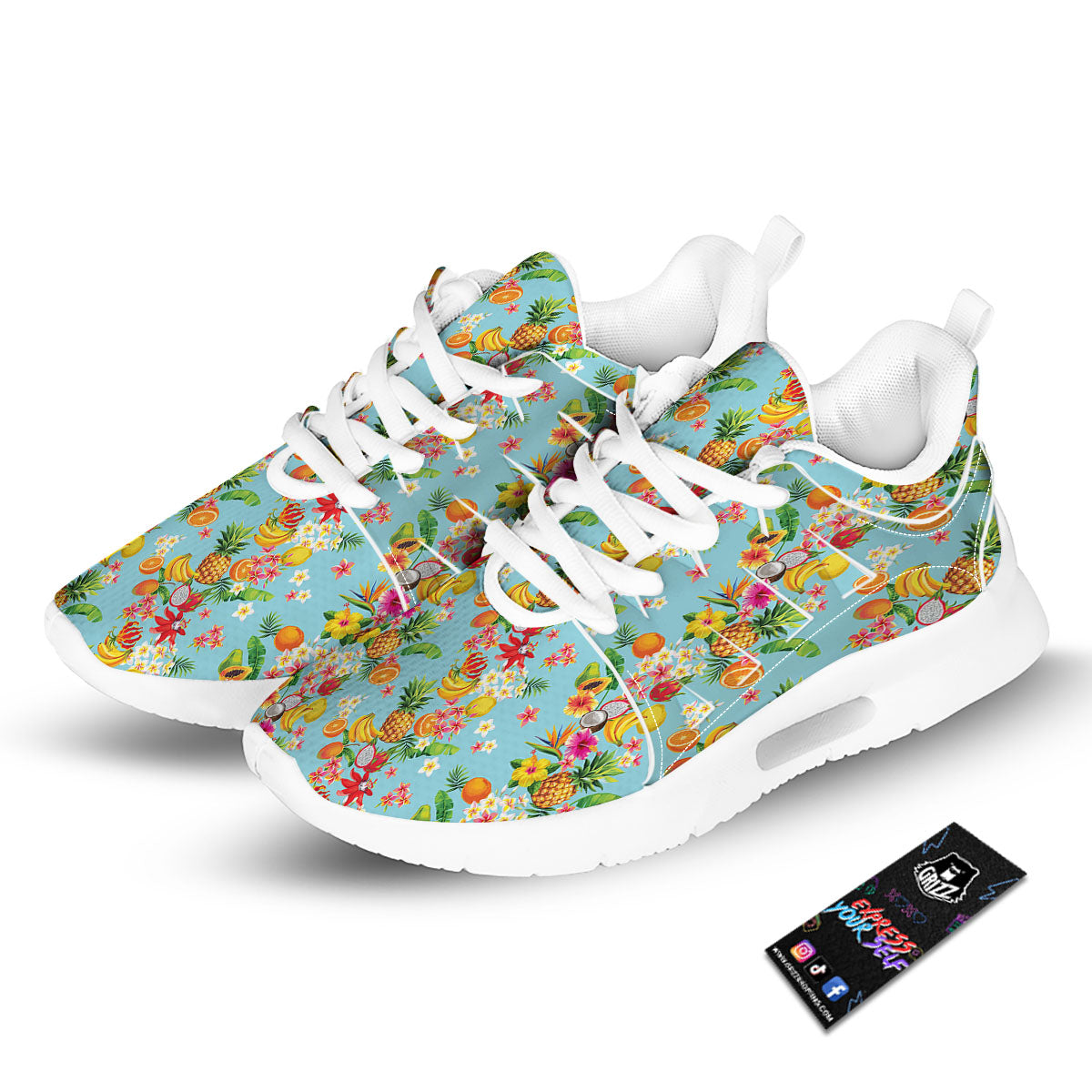 Summer Fruits Tropical Print Pattern Tennis Shoes-grizzshop
