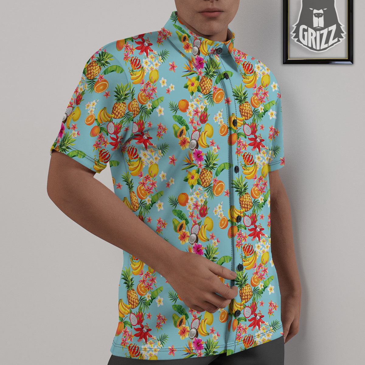 Summer Fruits Tropical Print Pattern Untucked Shirts-grizzshop