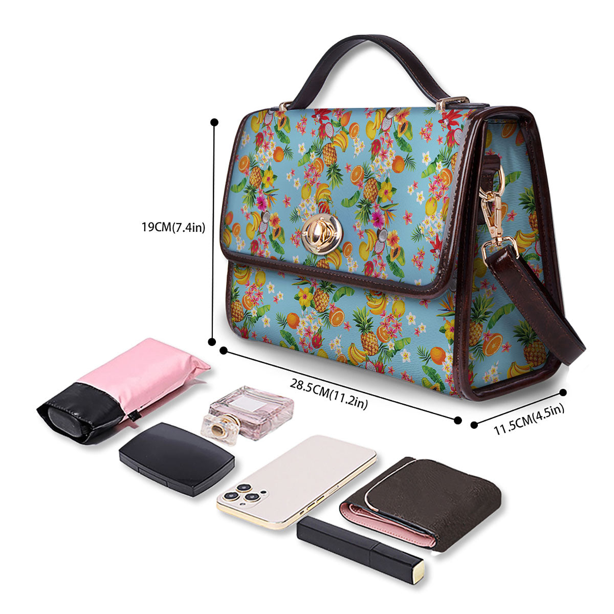 Summer Fruits Tropical Print Pattern Women's Satchel Bag-grizzshop