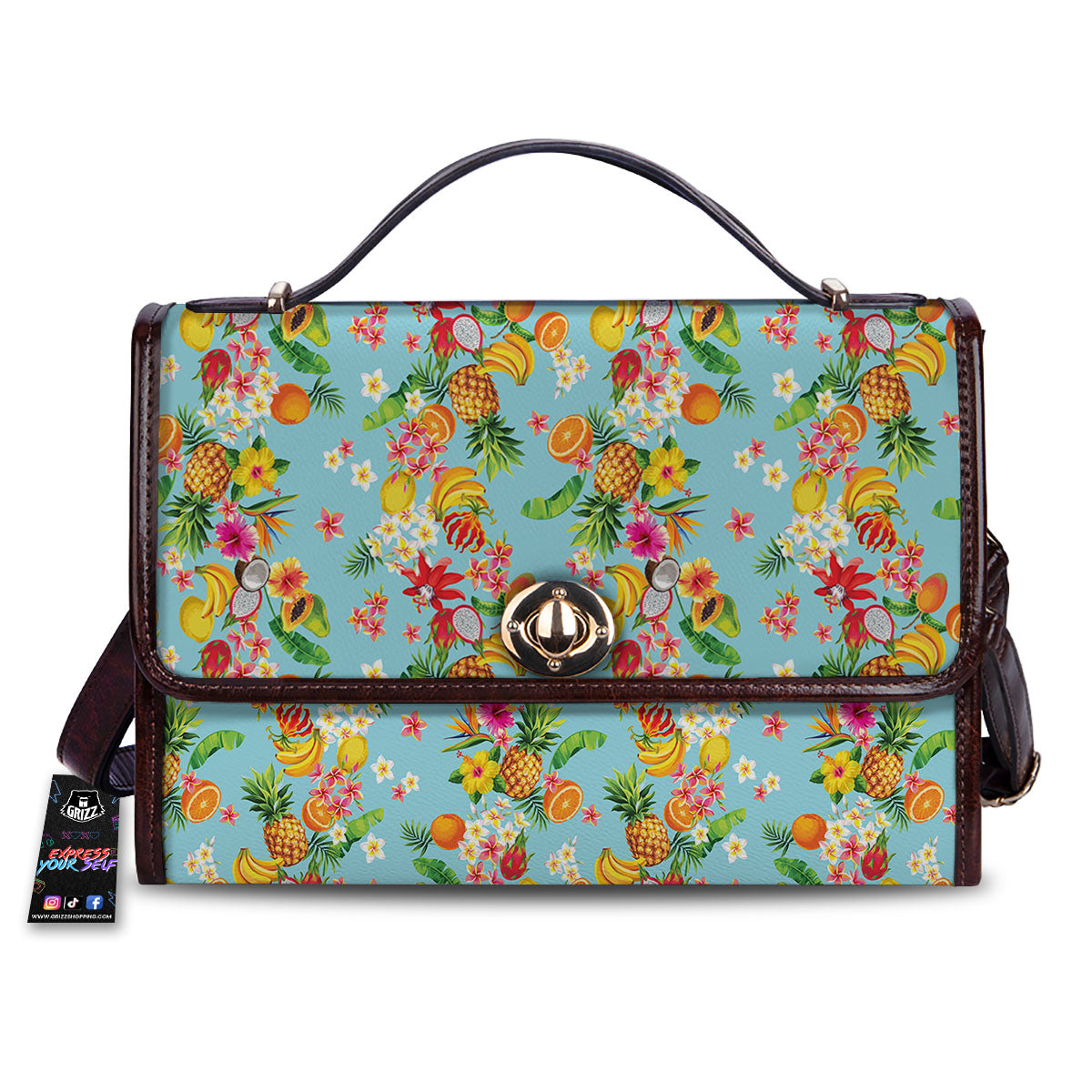 Summer Fruits Tropical Print Pattern Women's Satchel Bag-grizzshop