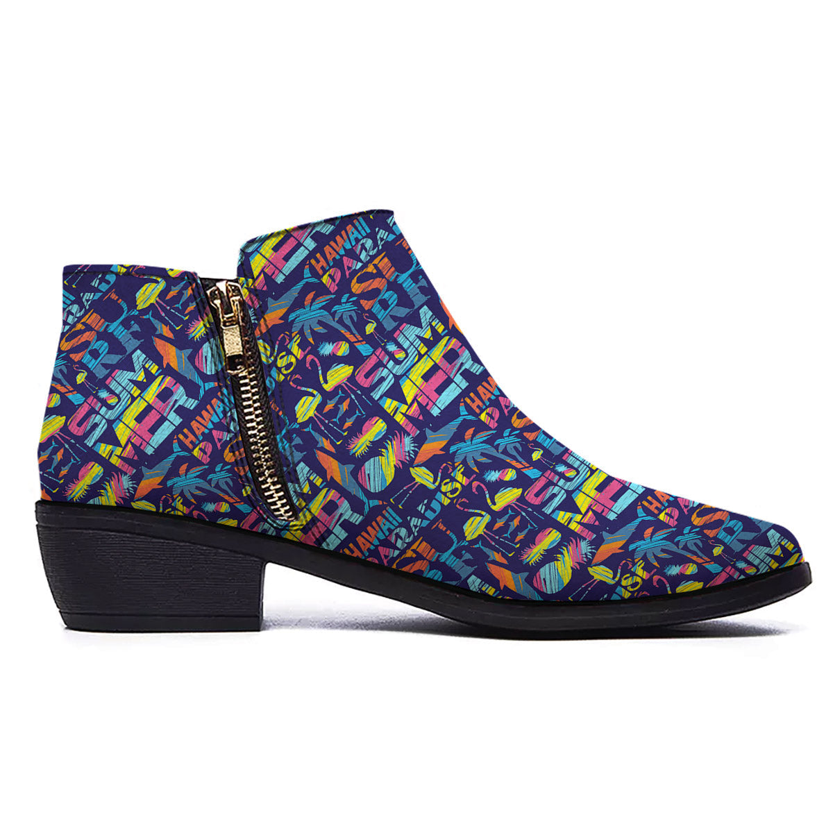 Summer Surfing Colorful Print Pattern Ankle Boots-grizzshop