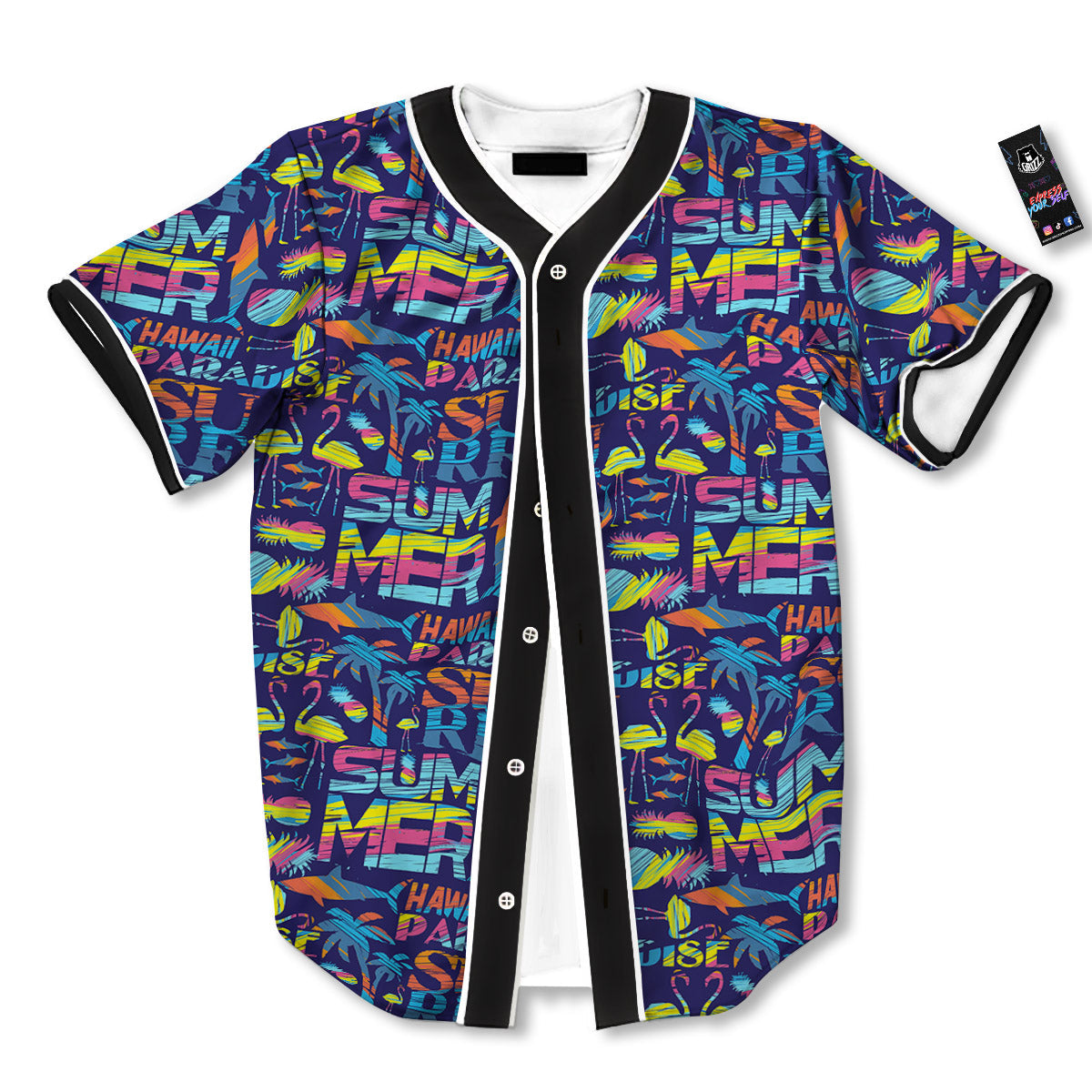 Summer Surfing Colorful Print Pattern Baseball Jersey-grizzshop