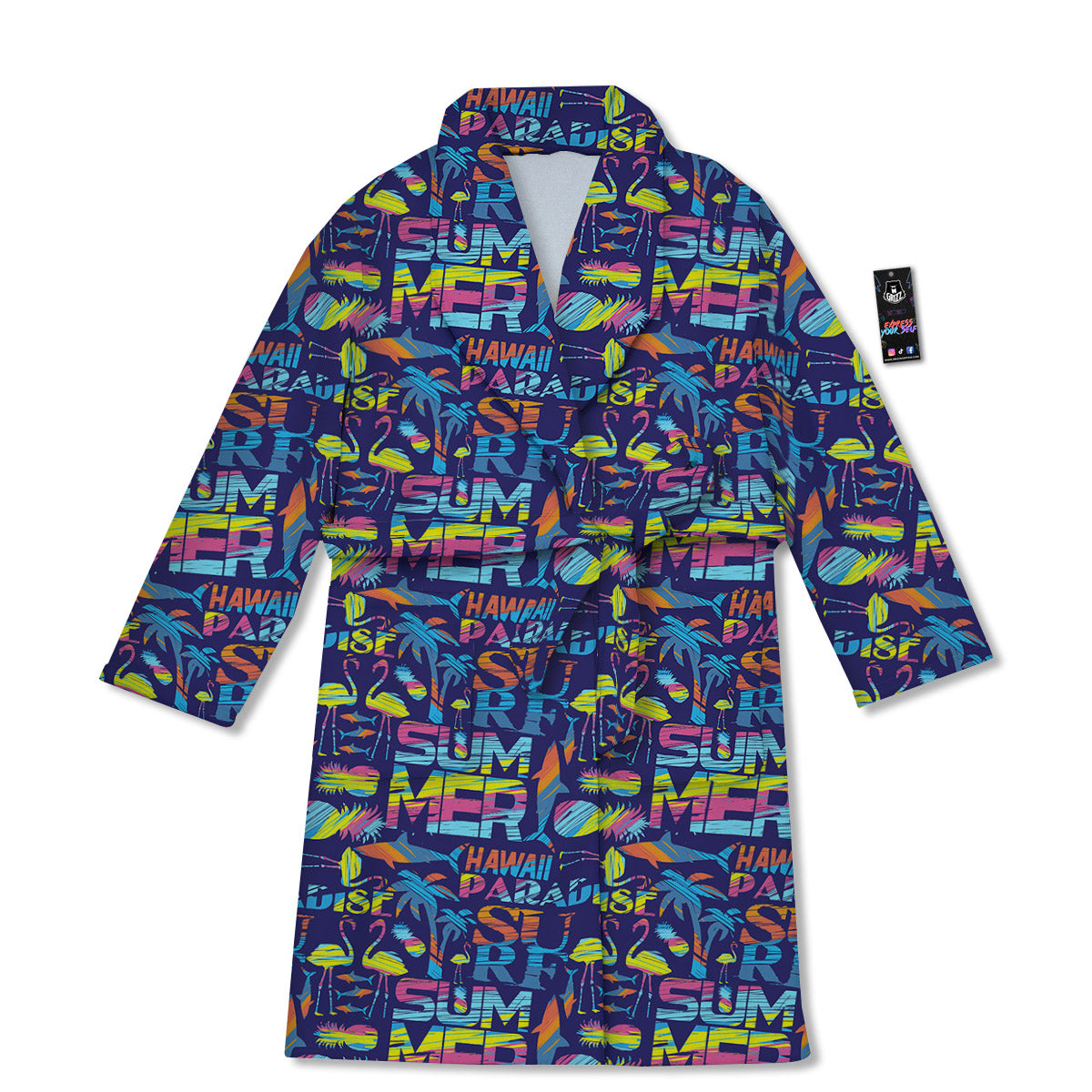 Summer Surfing Colorful Print Pattern Bathrobe-grizzshop