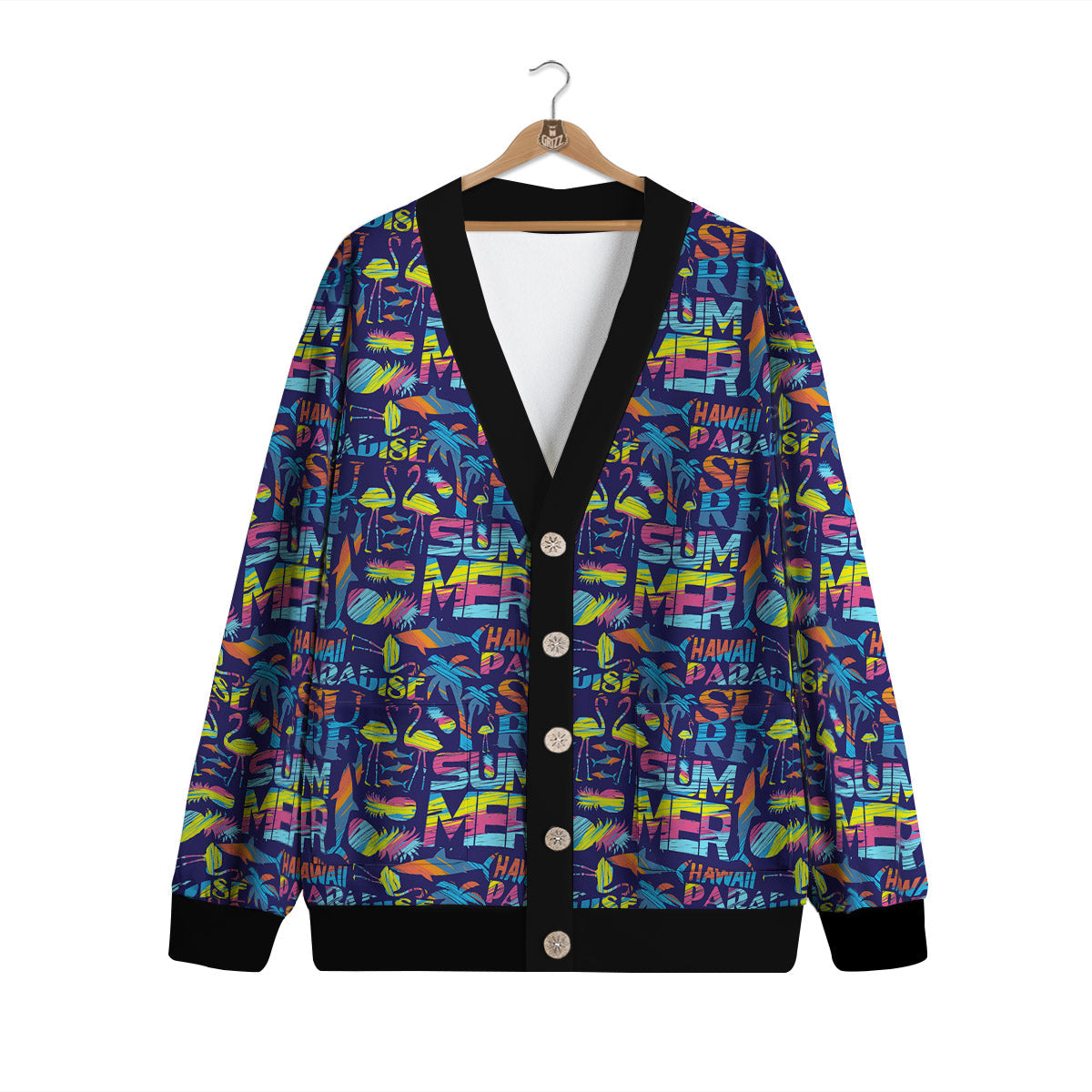 Summer Surfing Colorful Print Pattern Cardigan-grizzshop