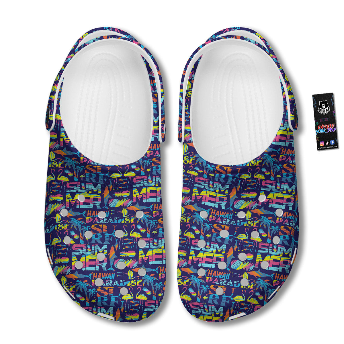 Summer Surfing Colorful Print Pattern Clog-grizzshop