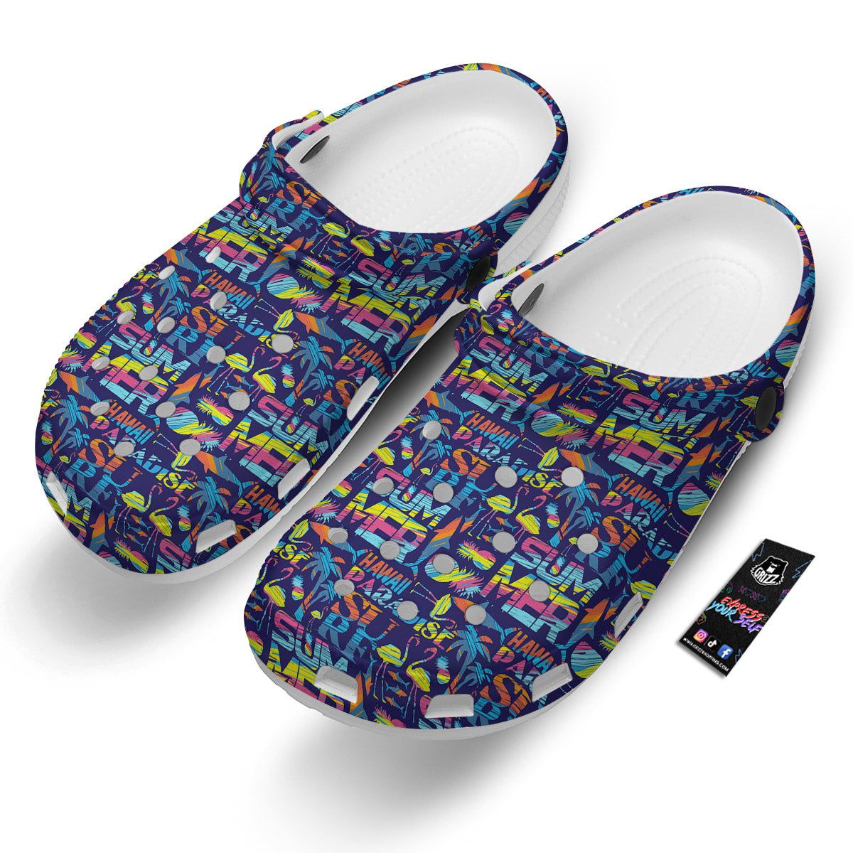 Summer Surfing Colorful Print Pattern Clog-grizzshop