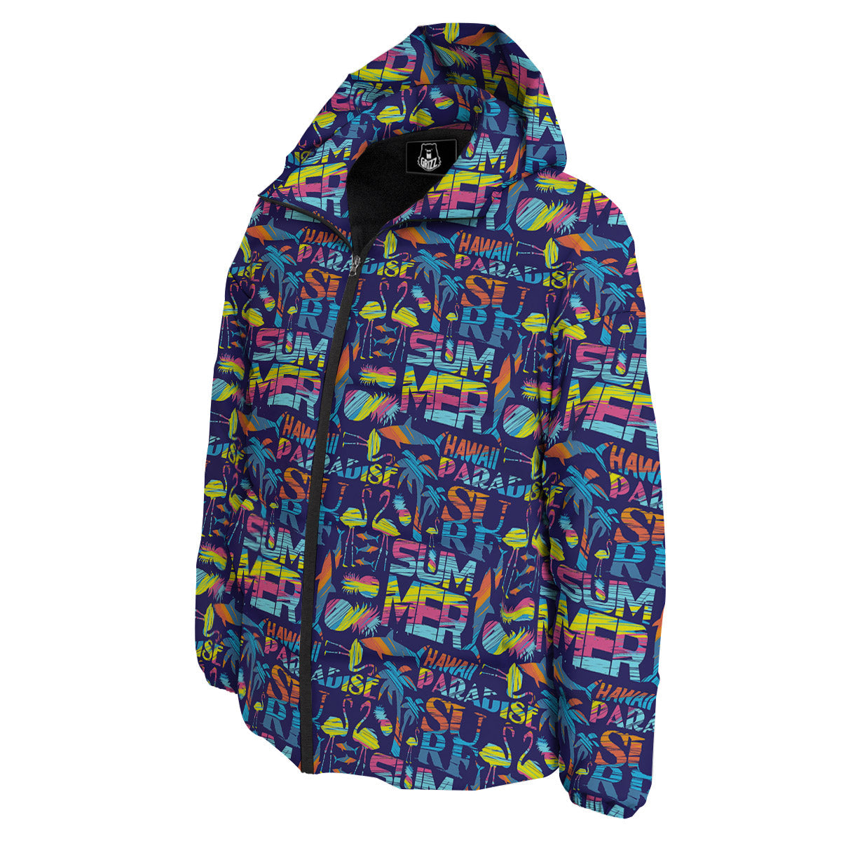 Summer Surfing Colorful Print Pattern Down Jacket-grizzshop
