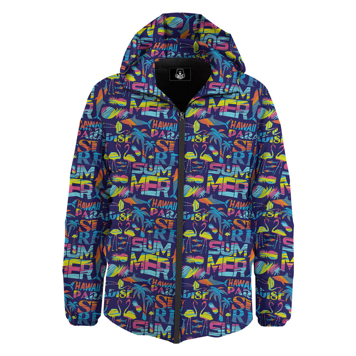 Summer Surfing Colorful Print Pattern Down Jacket-grizzshop