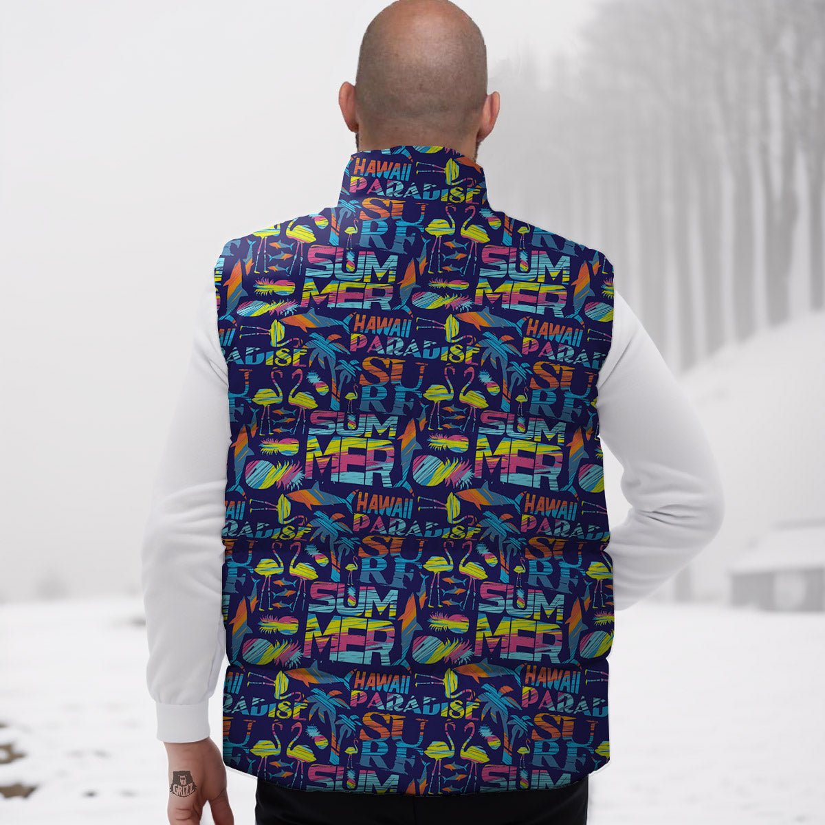 Summer Surfing Colorful Print Pattern Down Vest